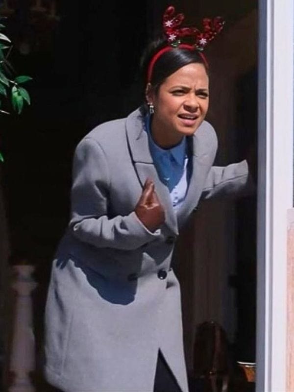 Meet Me Next Christmas Christina Milian Grey Coat