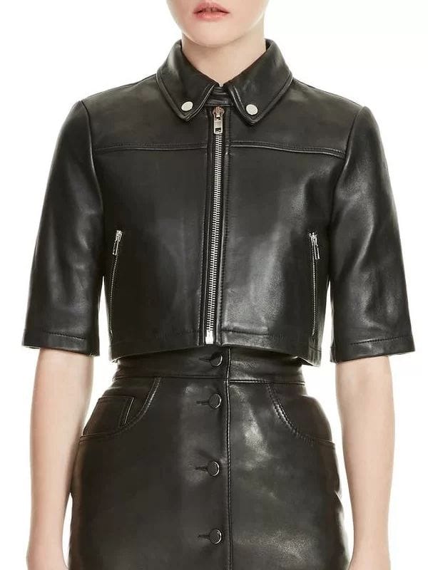 Melody Bayani The Equalizer Cropped Leather Jacket