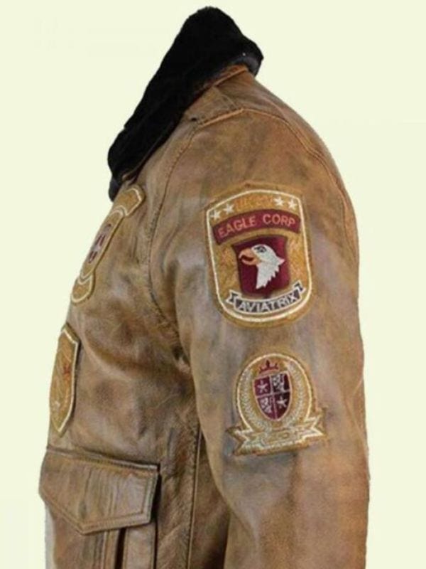 Men’s Bomber Shearling Leather Jacket Men's Tan Brown Bomber Shearling Leather Jacket