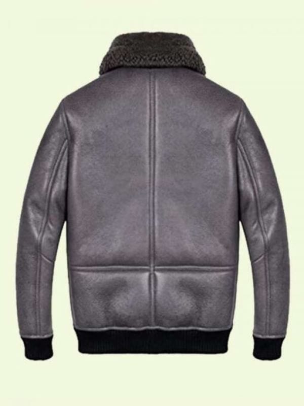 Men’s Grey Shearling Jacket Mens Grey Leather Shearling Aviator Jacket