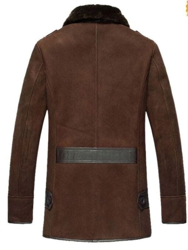 Men's Shearling Reacher Style Sheepskin Leather Brown Coat