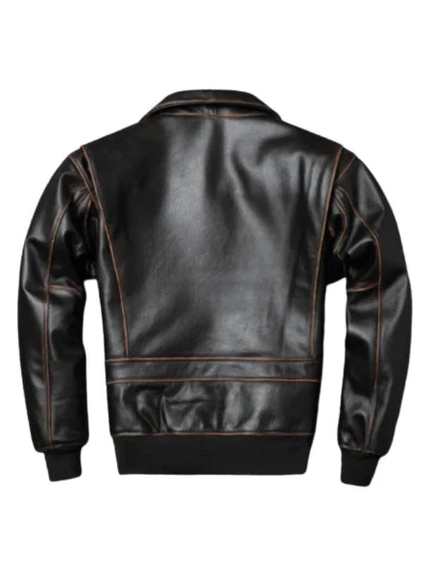 Mens Black A2 Aviator Vintage Leather Bomber Jacket