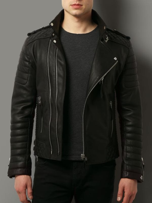 Mens Luxury Motorcycle Rider Biker Black Jacket