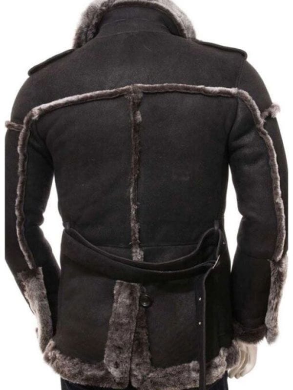 Men's Shearling Black Leather Coat