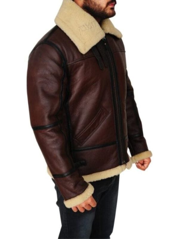 Mens Shearling Brown Bomber Leather Jacket Men's Shearling Brown Bomber Leather Jacket