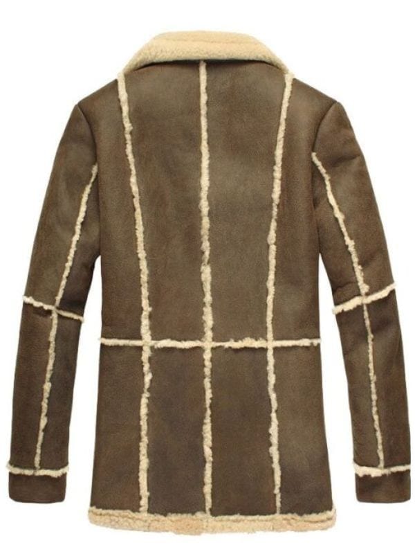 Brown Shearling Lined Sheepskin Leather Reacher Style Coat