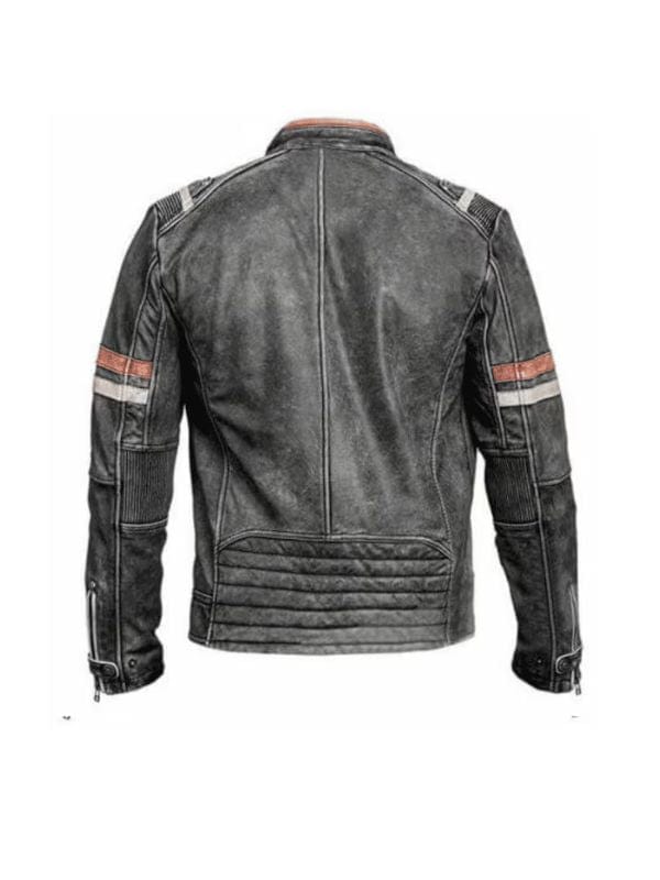 Mens Strip Vintage Riding Motorcycle Black Jacket