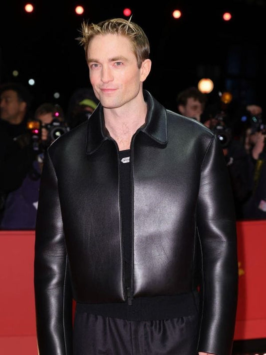 Mickey 17 Premiere Robert Pattinson Leather Jacket Black