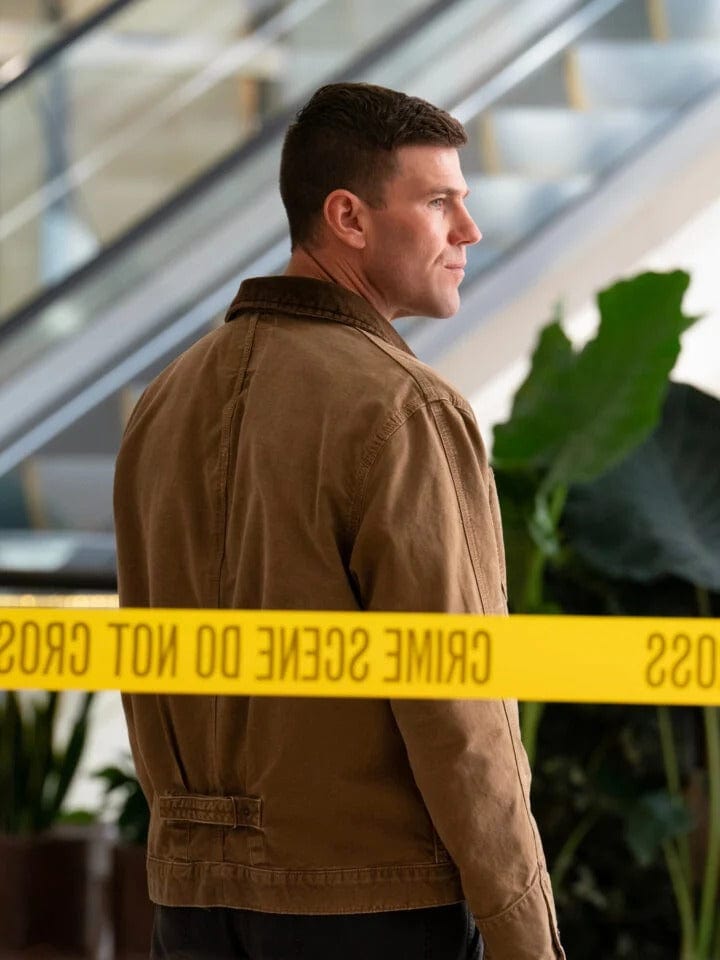 Leroy Jethro Gibbs NCIS Origins Austin Stowell Brown Jacket