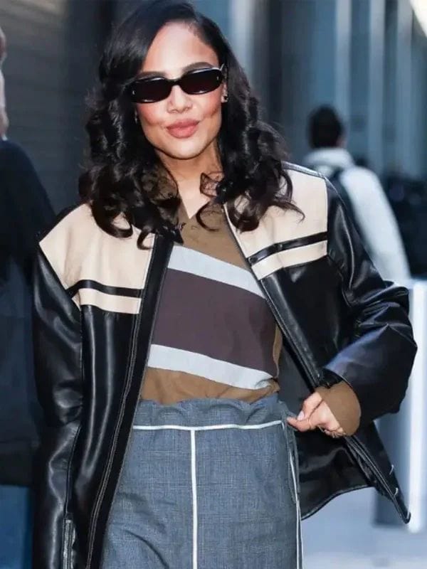 NYC 2025 Tessa Thompson Leather Jacket Black