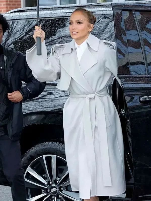 Office Romance Jennifer Lopez Wool Coat Grey