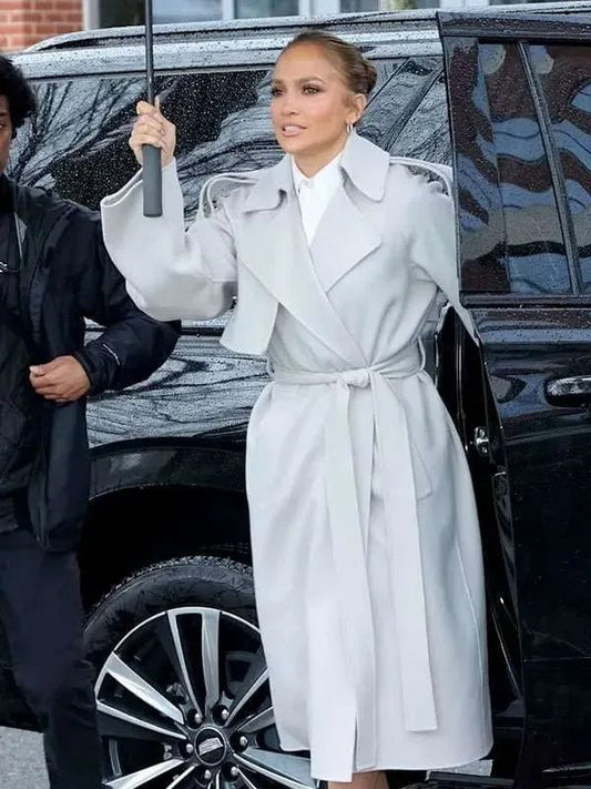 Office Romance Jennifer Lopez Wool Coat Grey