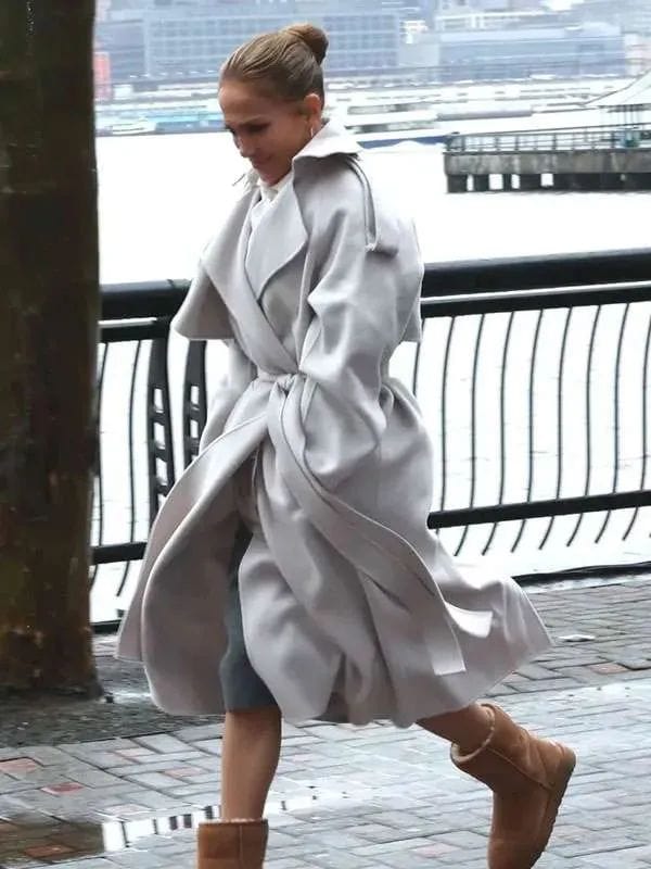 Office Romance Jennifer Lopez Wool Coat Grey