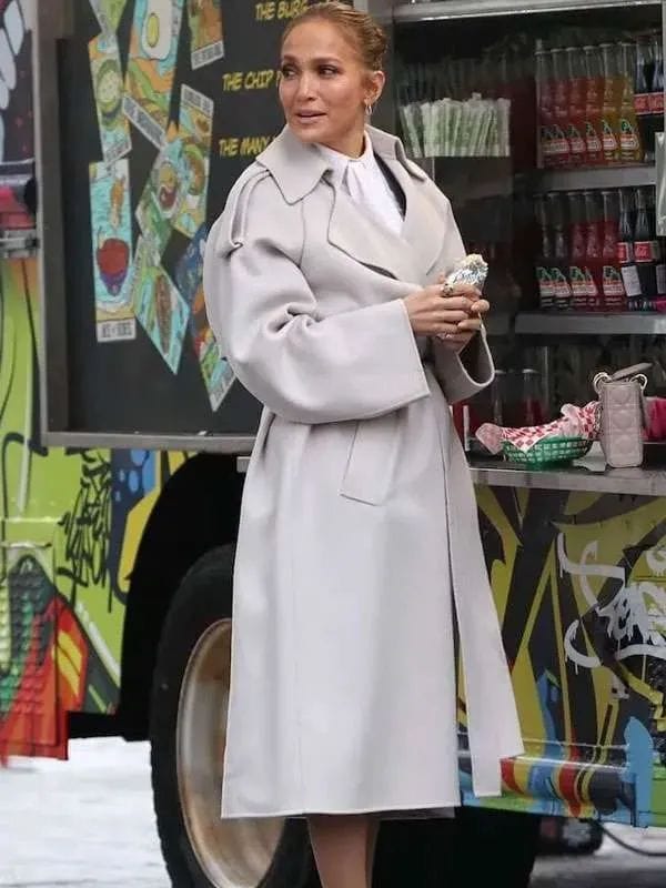 Office Romance Jennifer Lopez Wool Coat Grey