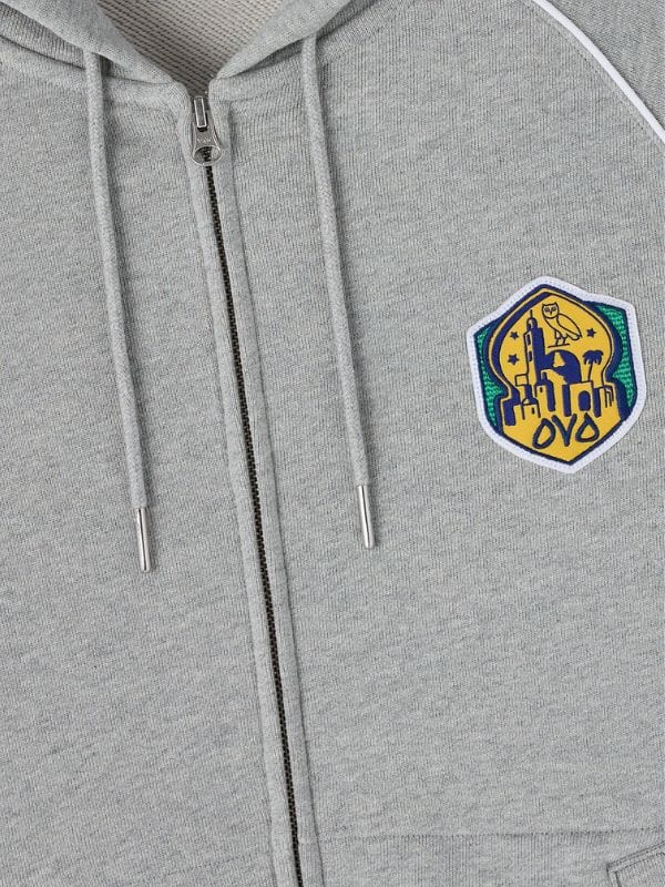 OVO Full Zip Raglan Hoodie Grey and Black