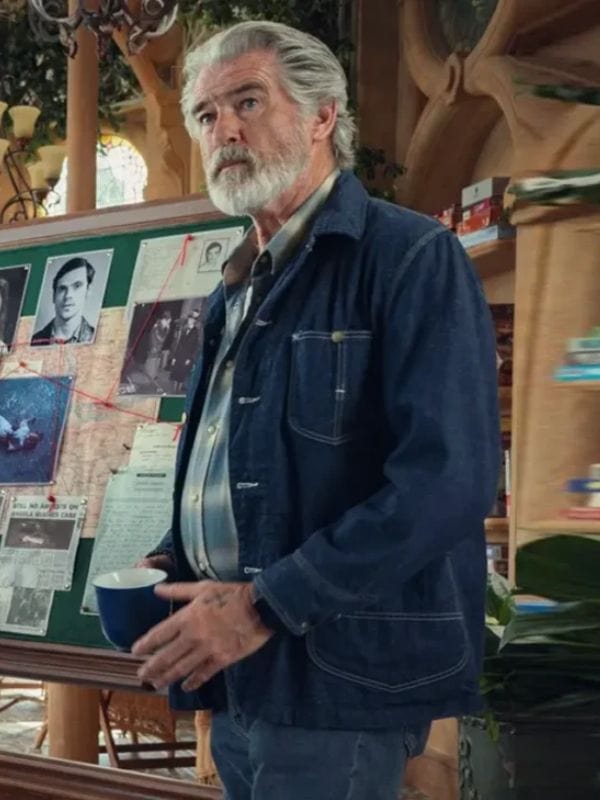 Pierce Brosnan The Thursday Murder Club 2025 Denim Jacket