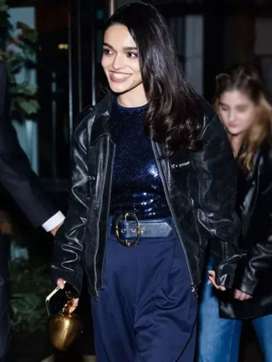 Rachel Zegler Snow White 2025 Black Leather Jacket