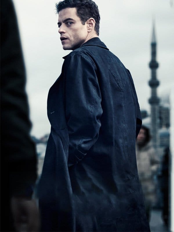 Rami Malek The Amateur 2025 Black Coat