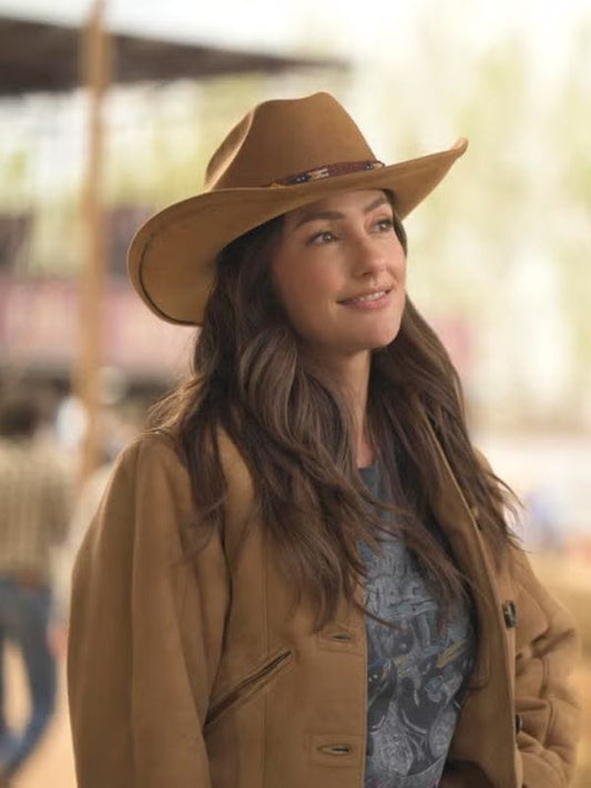 Ransom Canyon S01 Minka Kelly Brown Suede Jacket