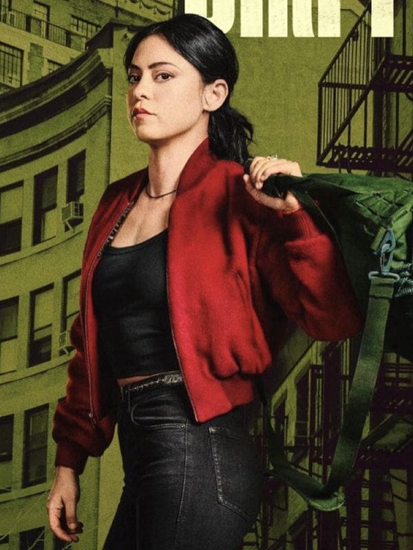 Rosa Salazar Play Dirty 2025 Red Jacket