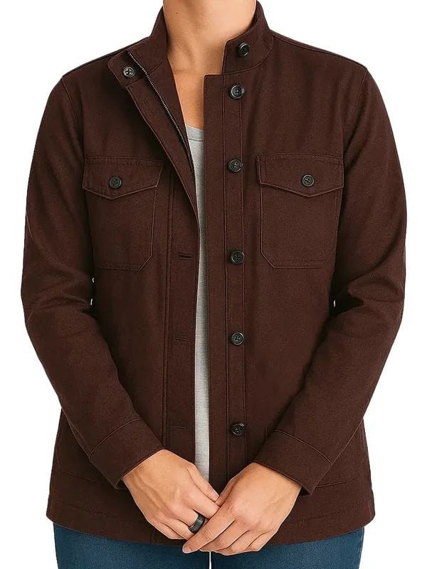 Rosemarie DeWitt Untamed Cotton Jacket Brown - Shop Now