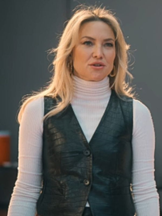 Running Point S01 Kate Hudson Leather Vest Black
