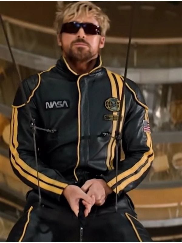 Ryan Gosling Yellow Stripes Leather Jacket