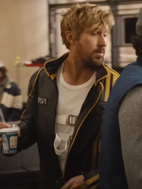 Ryan Gosling Yellow Stripes Leather Jacket