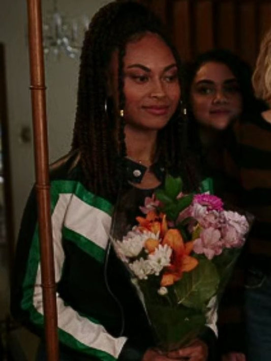 School Spirits S02 Claire Cahler Striped Leather Jacket