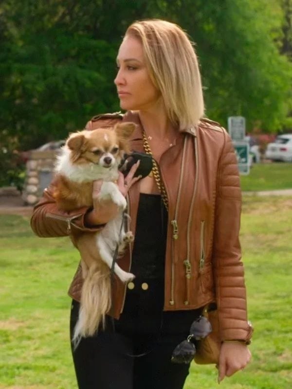 Selling Sunset Mary Fitzgerald Brown Leather Jacket