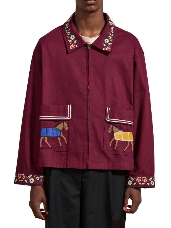 Small Achievable Goals S01 Evan Burgundy Embroidered Jacket