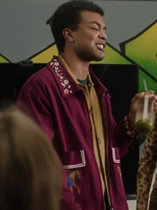 Small Achievable Goals S01 Evan Burgundy Embroidered Jacket
