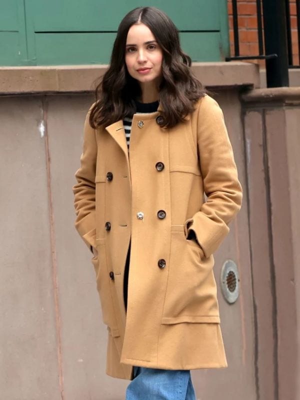 Sofia Carson The Life List 2025 Beige Coat