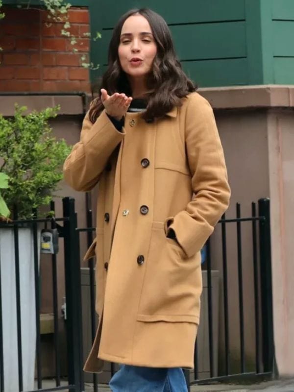 Sofia Carson The Life List 2025 Beige Coat