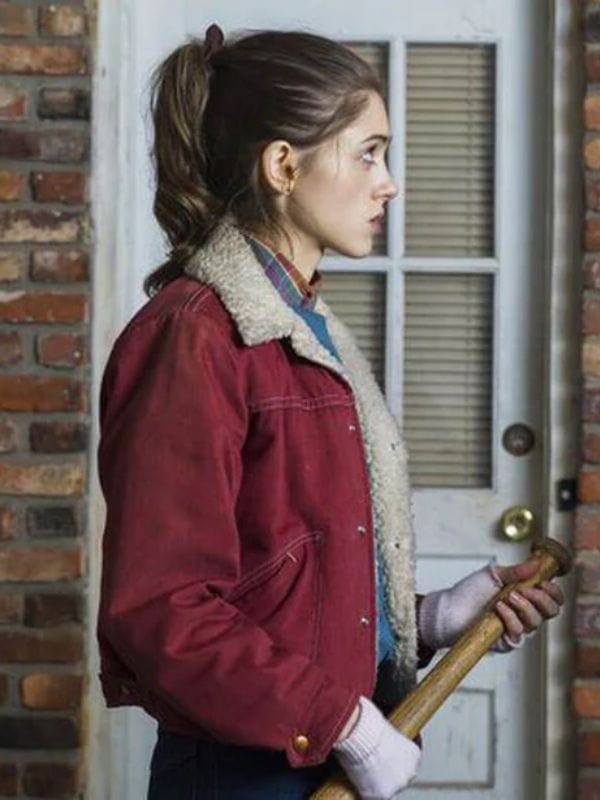 Stranger Things Nancy Wheeler Shearling Red Jacket