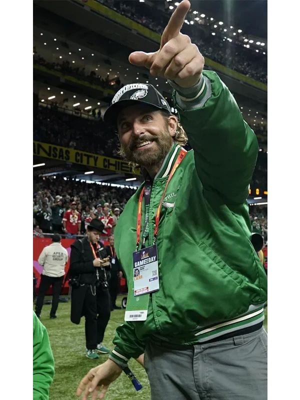 Super Bowl LIX Bradley Cooper Eagles Varsity Jacket Green