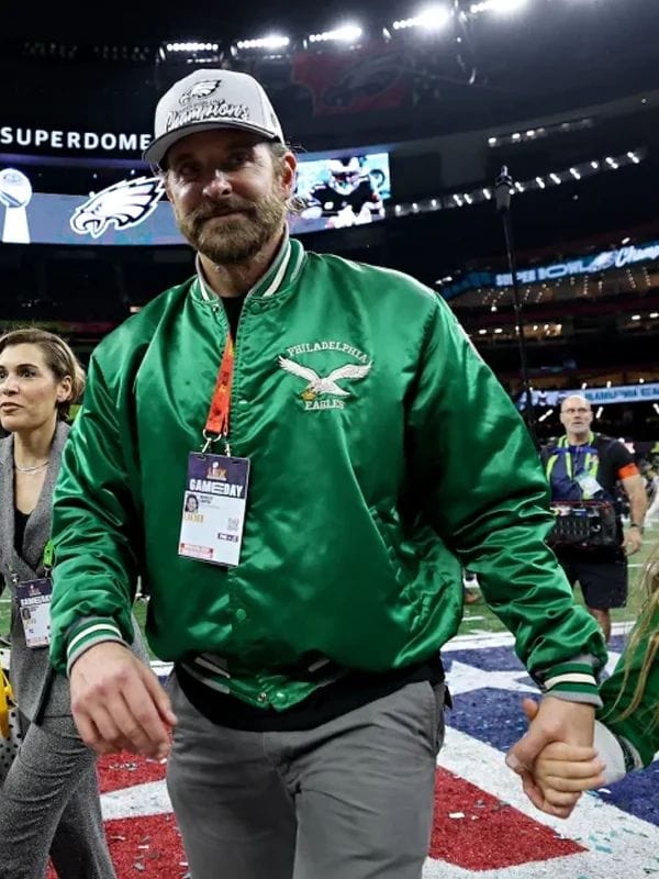Super Bowl LIX Bradley Cooper Eagles Varsity Jacket Green
