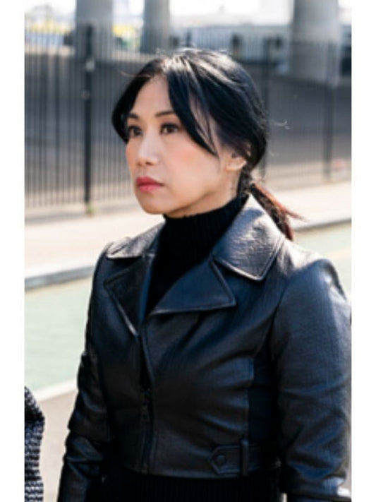 The Equalizer S05 Melody Bayani Cropped Leather Jacket