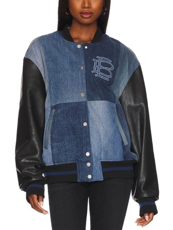 The Flip Off S01 Christina Hall Denim Varsity Jacket The Flip Off S01 Christina Hall Denim Varsity Jacket Patchwork