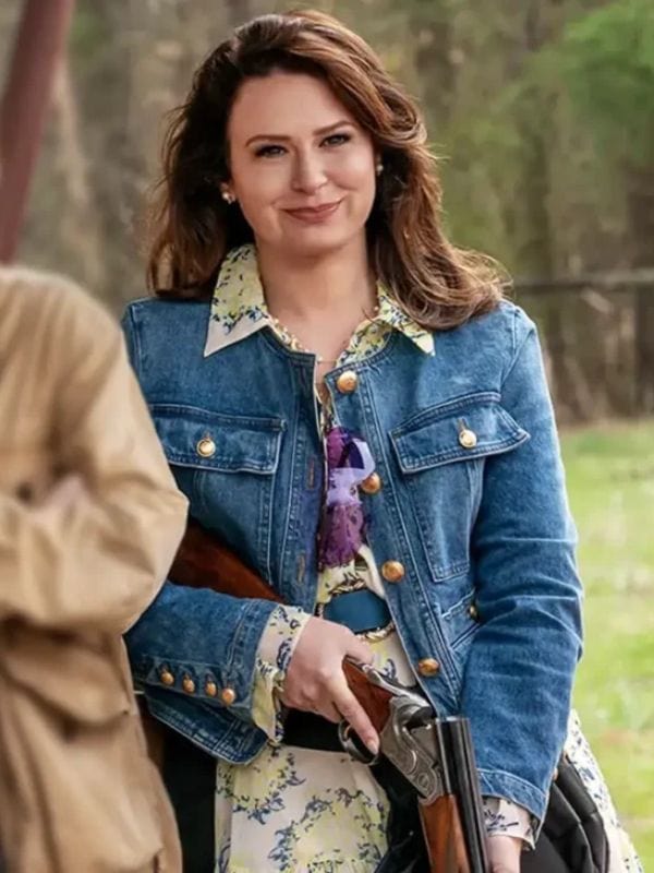 The Hunting Wives S01 Katie Lowes Denim Jacket Blue