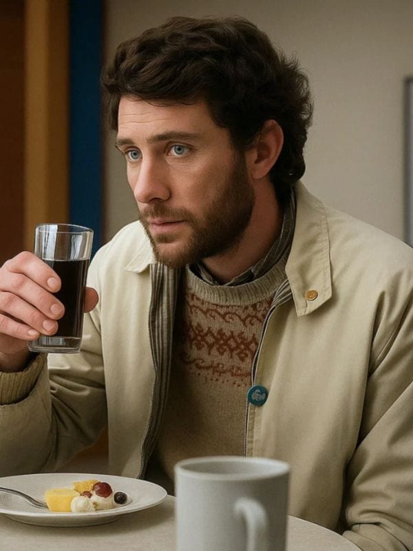 The Mastermind 2025 John Magaro Beige Jacket