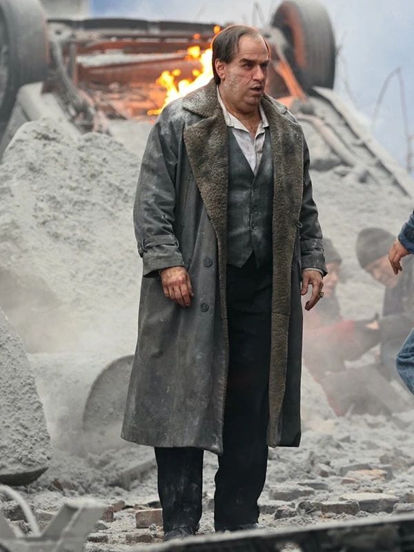 The Penguin 2024 Colin Farrell Grey Shearling Coat