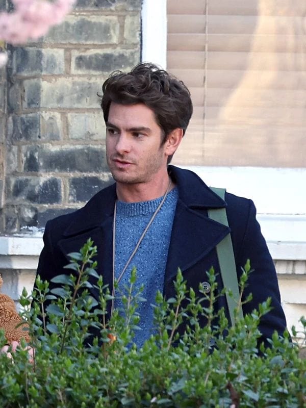 Tobias We Live in Time Andrew Garfield Blue Pea Coat