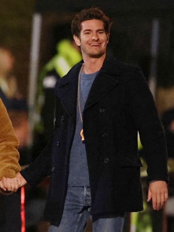 Tobias We Live in Time Andrew Garfield Blue Pea Coat
