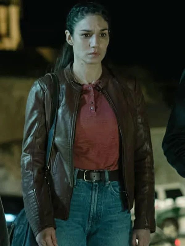 When No One Sees Us S01 Mariela Garriga Brown Leather Jacket