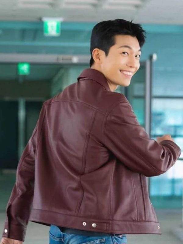 Wi Ha-joon Bad and Crazy Maroon Leather Jacket - Shop Now