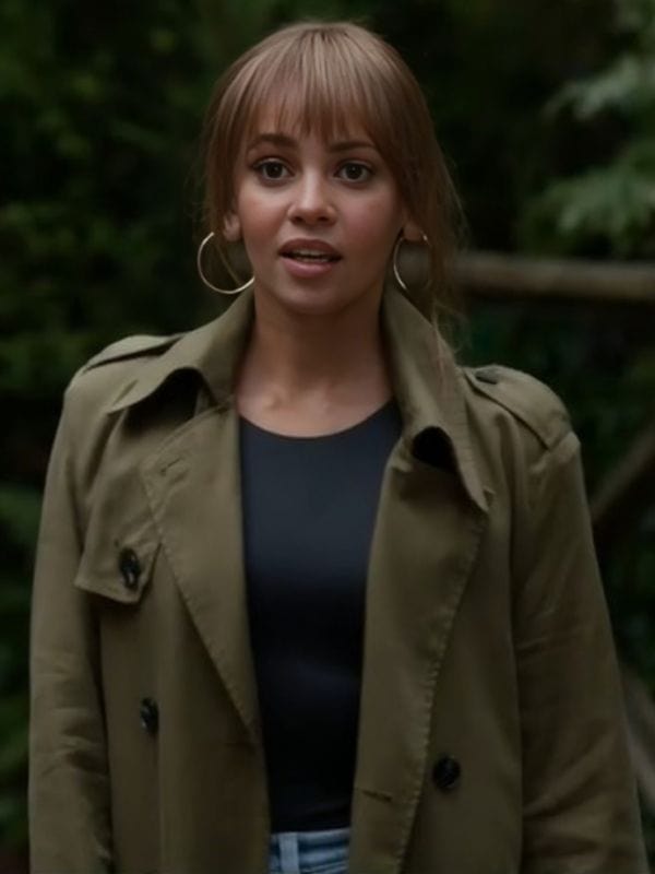 Vanessa Morgan Wild Cards Max Mitchell Green Trench Coat