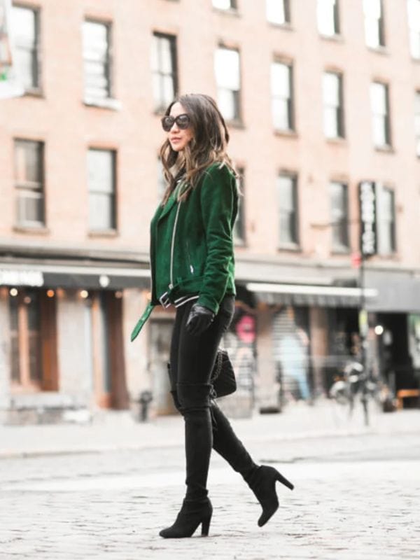 Womens & Girls Cropped Motor Biker Suded Jacket