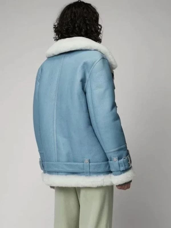 Womens Light Blue B3 RAF Aviator Shearling Leather Jacket