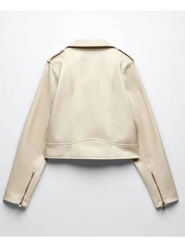Womens Off White Sheepskin Motorcycle Leather Jacket Womens Off White Sheepskin Motorcycle Leather Jacket
